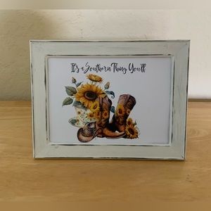 Farmhouse Cowboy boots and sunflowers picture 5x7 w/frame